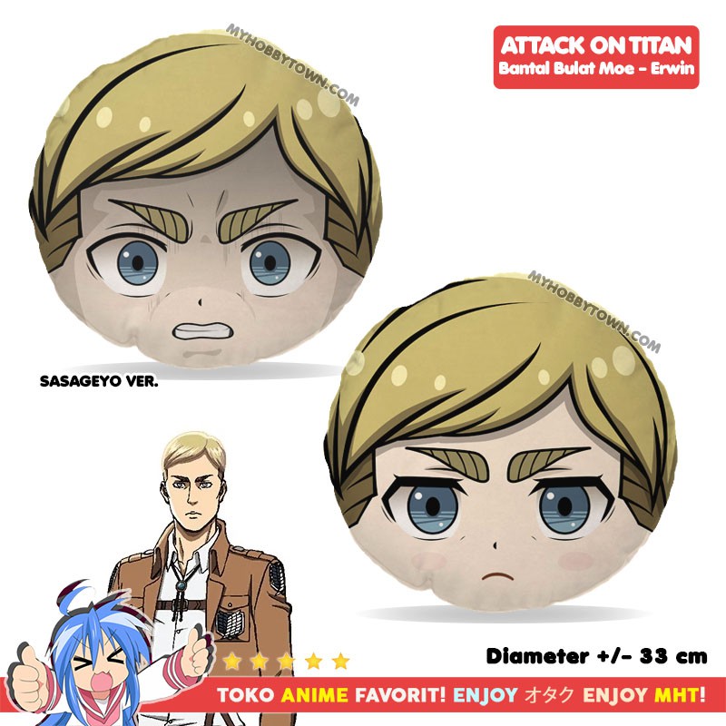 Bantal Anime Bulat Attack on Titan - Shingeki no Kyojin : Erwin Smith Plushie Plush Doll Round