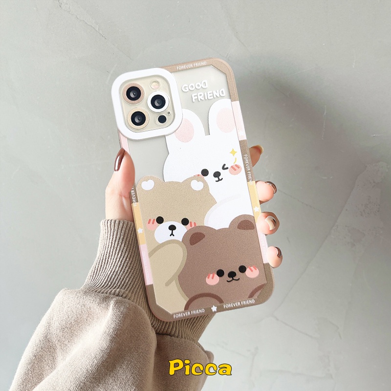 Soft Case TPU Motif Kartun Kelinci Beruang Nfc Untuk Xiaomi Redmi Note 10 11 8 9 10S 10 11S 9S Pro Max Plus Mi Poco M3 M4 Poco X3 Pro 9A 10 10 9T 9C Cover Penutup Mesin Cuci