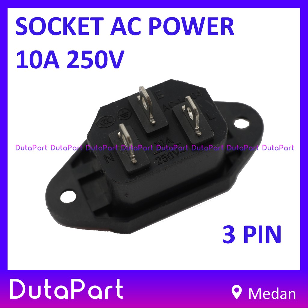 Socket AC Power IN Outlet Inlet Soket Komputer PC Box 10A 250V