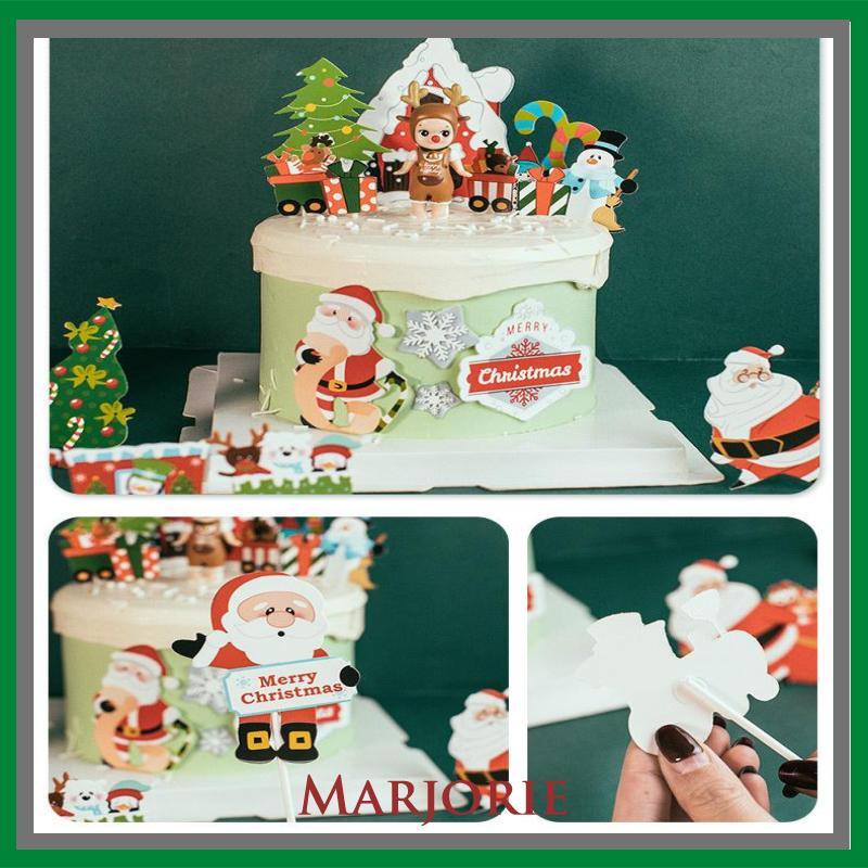 1 Set 7 Styles Topper Kue Desain Merry Christmas Bahan Akrilik Untuk Dekorasi Natal-MJD