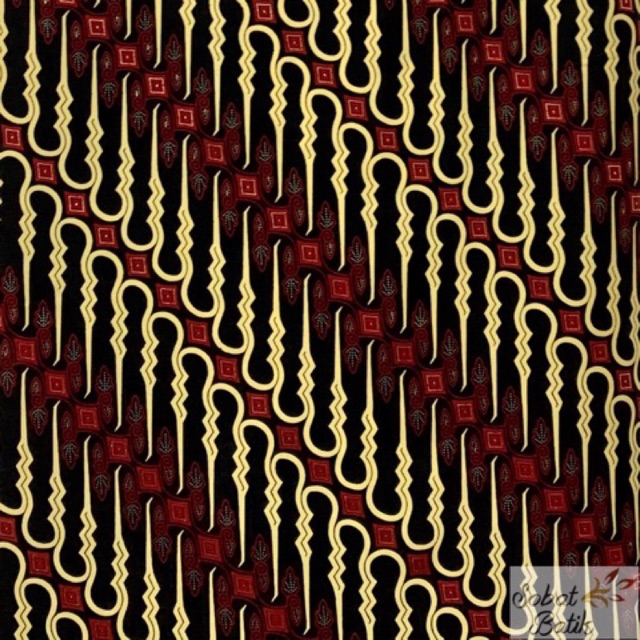 Kain Batik Semi Sutra Motif Parang 91145 Hitam Merah