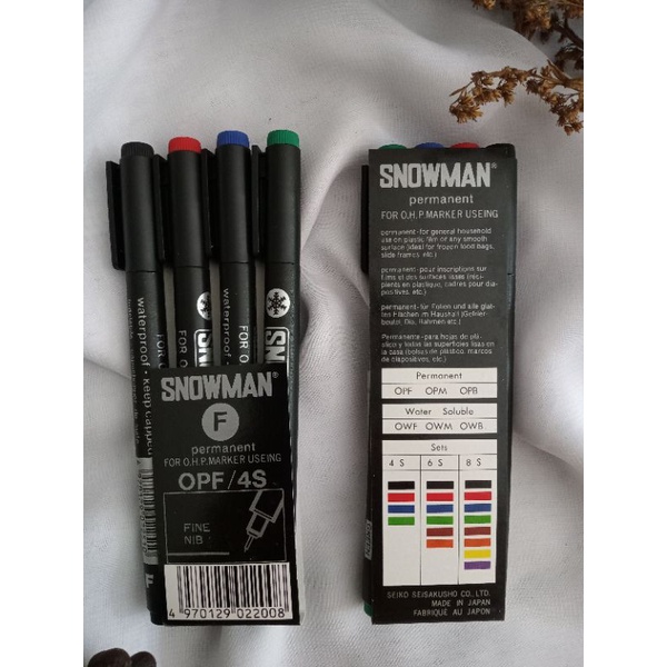 

[CUCI GUDANG] SNOWMAN Spidol OPM 4S F Set / Permanent OHP Marker Using OPM 4S F (Fine) DISKON BESAR!! JUAL RUGI