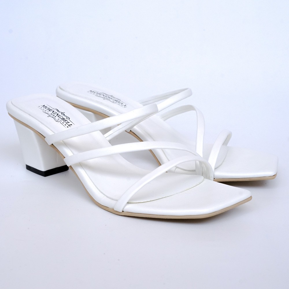 morningbell - sandal hak kotak silang 3 / sandal wanita hak kotak 5cm