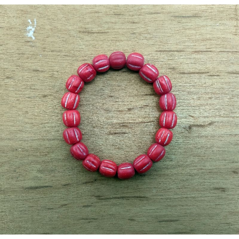 Vintage Tibetan Red Pumpkin Glass Beads Bracelet