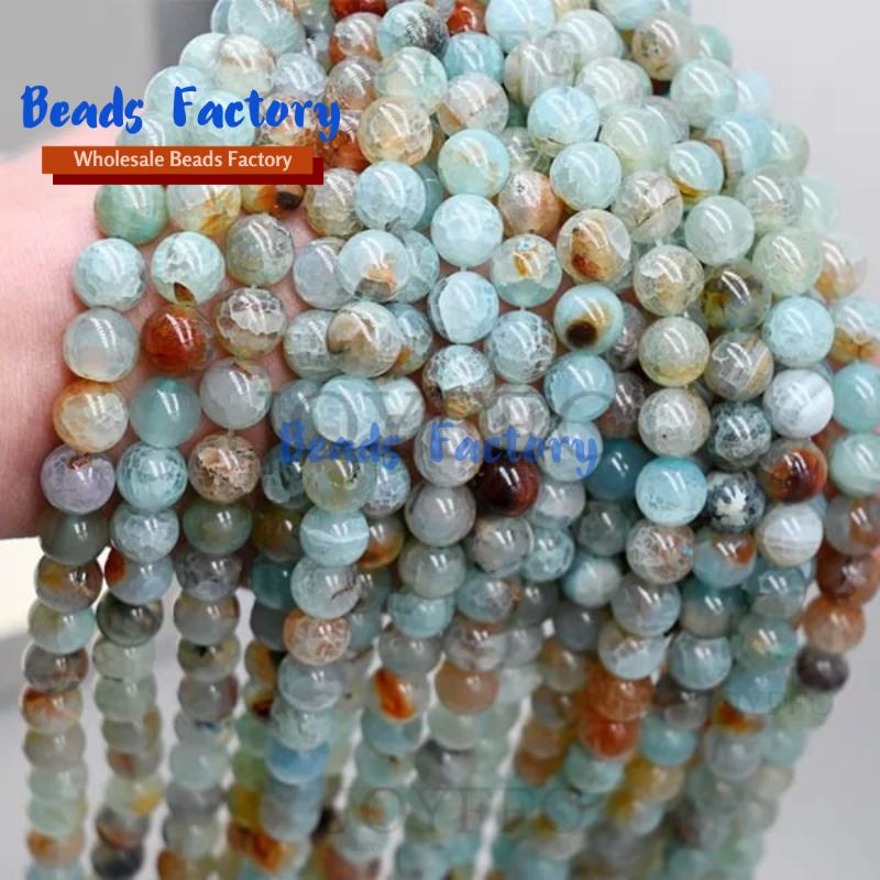 Batu alam Bulat Aquamarine watermelon ite ite Agate Kuarsa Alami Manik Manik Membuat Gelang