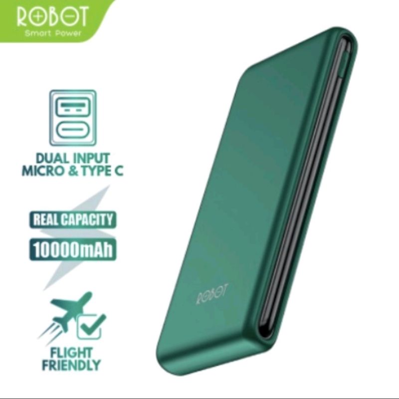 Power Bank ROBOT RT180 Dual Input port Type C &amp; Micro (Kapasitas 10.000 MAH)