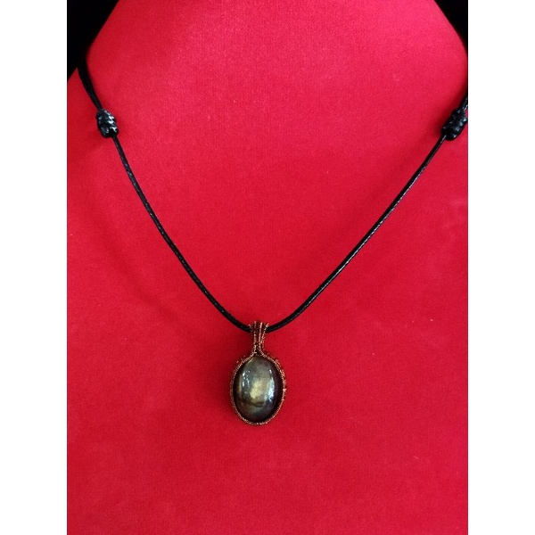 kalung etnik liontin batu akik lablador