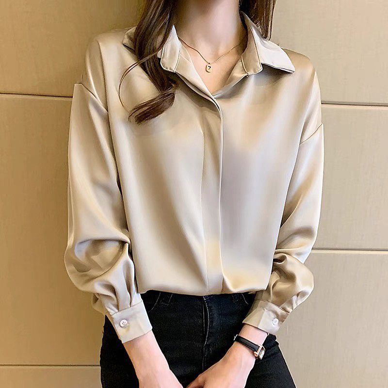 BEFAST - ZEC OOTD Blouse BEYA / Lovie Saten Velvet Shirt / Kemeja Kantor Wanita / Pakaian Wanita kerja / Atasan Lengan Panjang / HEM Polos Formal / Kemeja Casual Wanita Terbaru / Hem Bahan Satin / Fashion Kekinian Remaja ABG Trendy / Terlaris