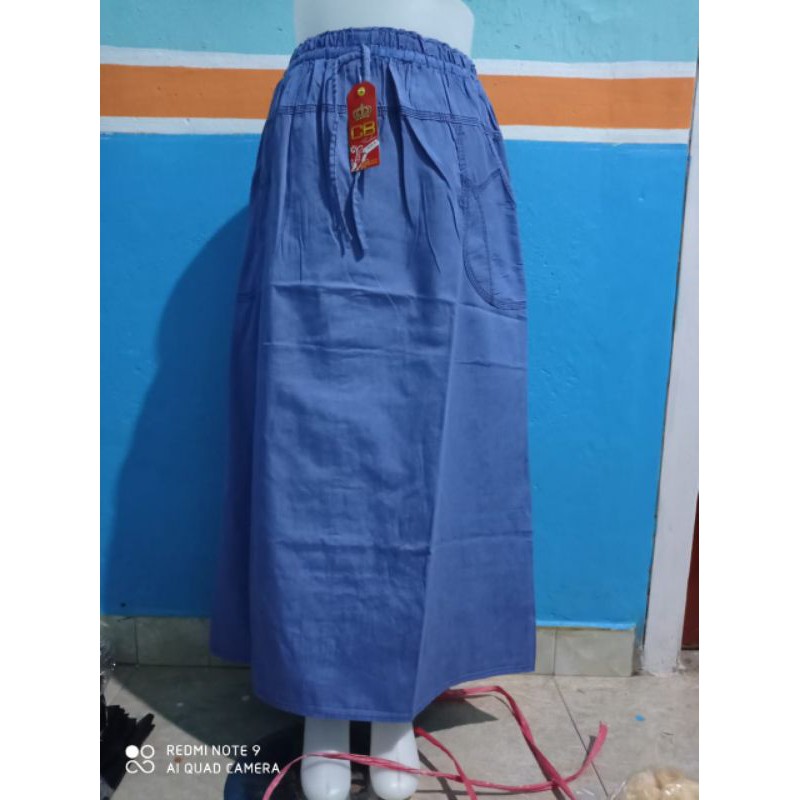 Rok Wanita Panjang Katun Semi Jeans Greige jins lokal office serba 35 bawahan Murah semi jeans halus grey by CB-5