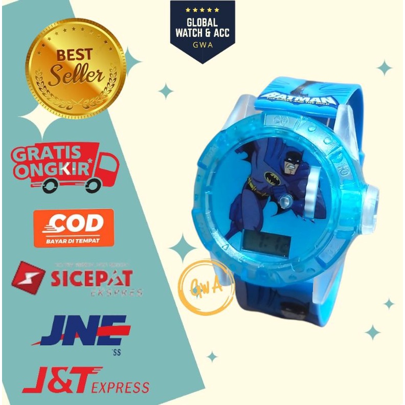 Jam tangan anak laser musik karakter Batman