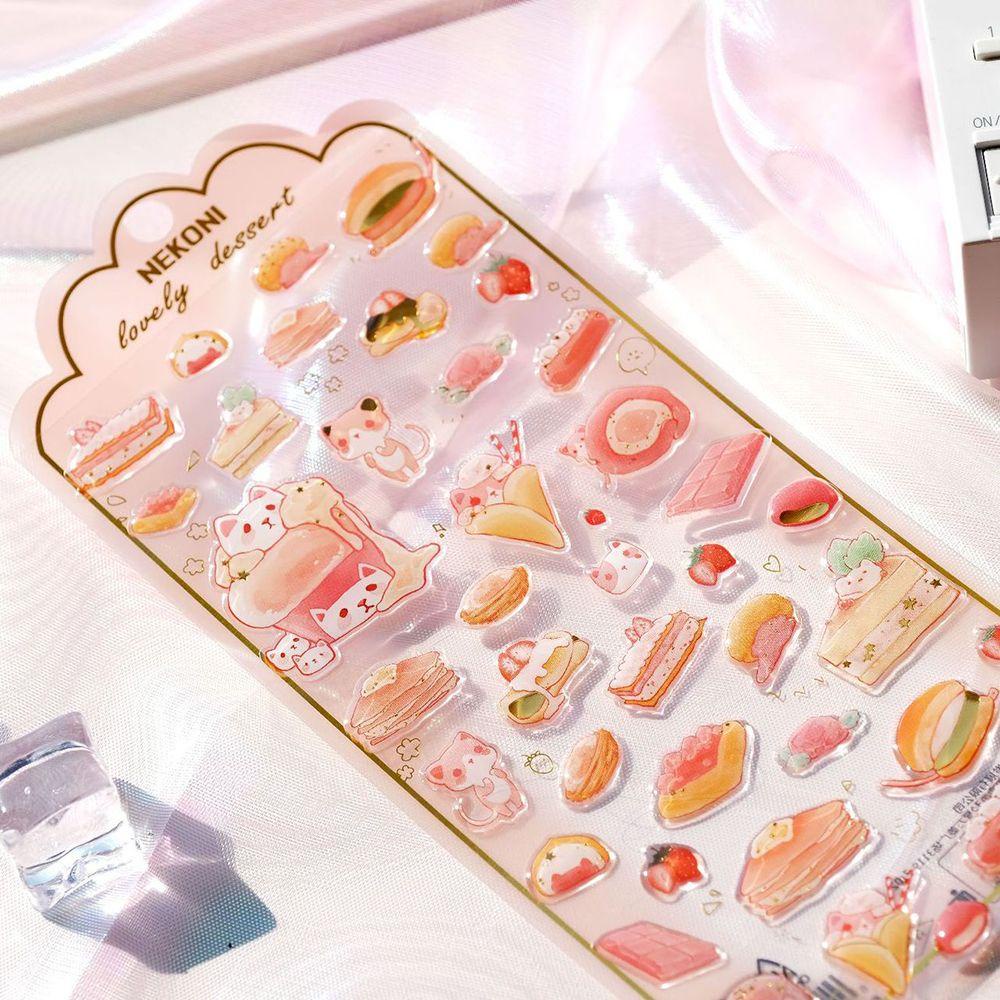 Lanfy Alat Tulis Stiker 3D Kartun Korea Dekorasi Hadiah Perekat Diri DIY Craft Perlengkapan Sekolah Gadis Diary Scrapbooking Stiker