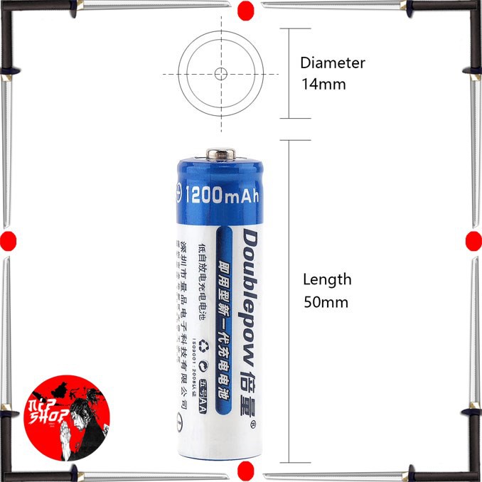 DOUBLEPOW Charger Baterai 4 slot AA/AAA + 4 PCS AA Battery 1200mAh