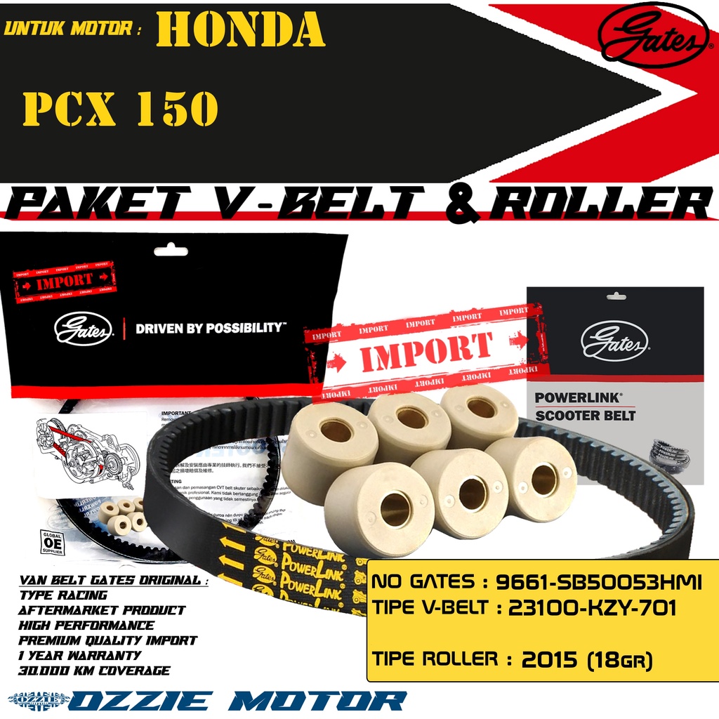 VAN BELT GATES VANBELT V BELT VBELT V-BELT GATES POWERLINK V-BELT GATES (KZY) SB50053HMI SET ROLLER DR PULLEY 2015 (18GR) VENBELT RACING HONDA PCX 150 100% ORIGINAL
