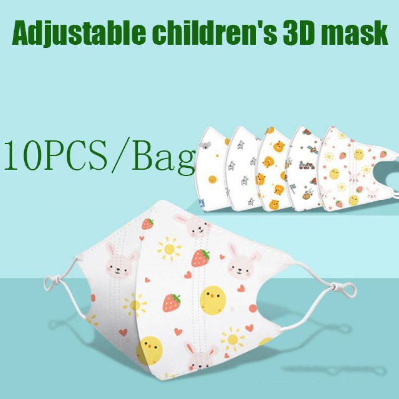 10PCS MASKER BAYI DUCKBILL KN95 MOTIF KARAKTER TALI STOPPER ADJUSTABLE EARLOOP ANAK COWOK CEWEK