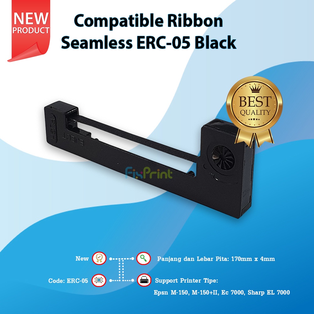 Compatible Ribbon Seamless ERC-05 Black Cassette Pita ERC05B Printer Epsn M-150 M-150+II EC 7000