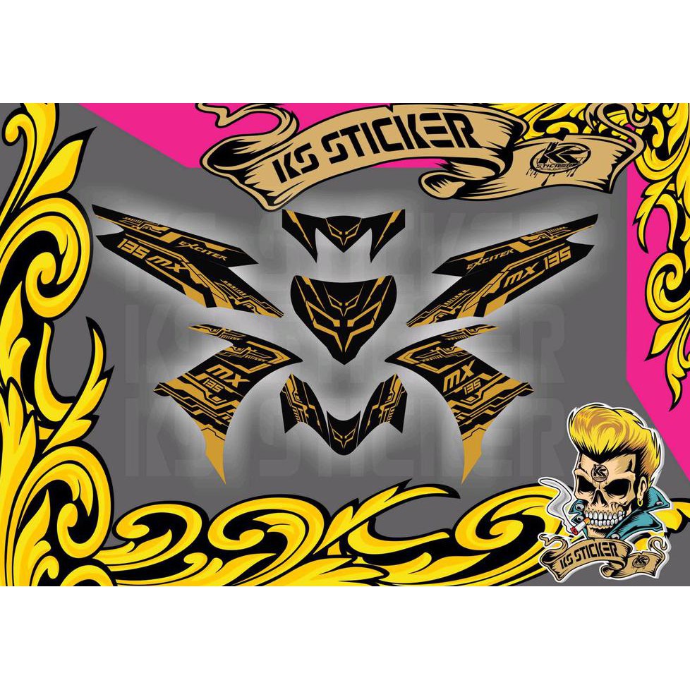 Aksesoris Stiker Decal New Jupiter Mx 135 Black Gold