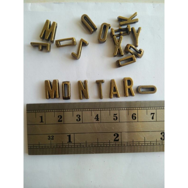 Charm Manik Huruf Bronse Silver Slide Gelang Kalung Huruf M-Z