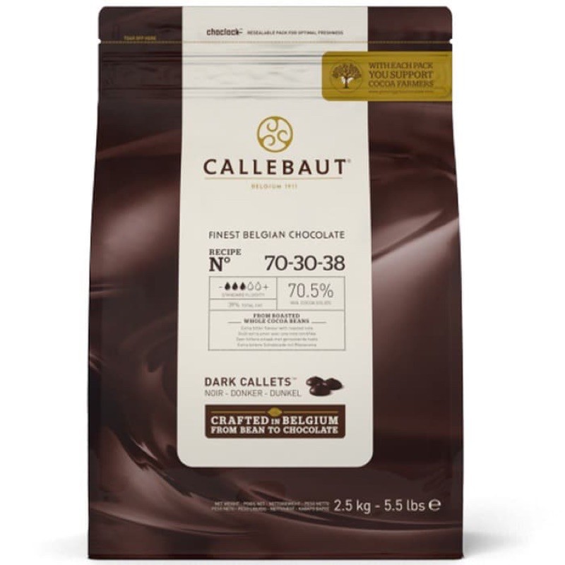 

callebaut dark 70 chocolate cokelat coklat 70-30-38 2,5kg