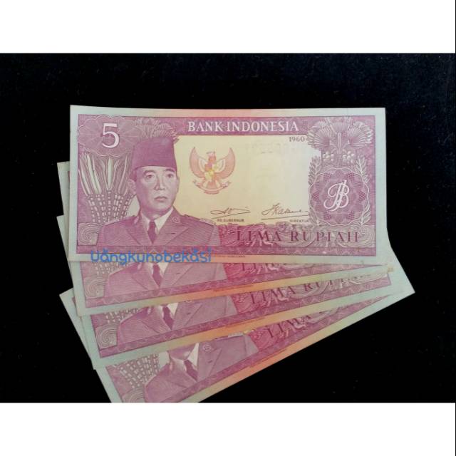 Uang kuno Rp 5 gambar pahlawan sang proklamator Soekarno tahun 1960 bukan 1964 asli original