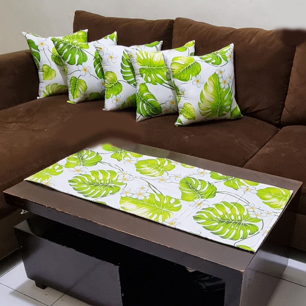 [✅COD] Sarung Bantal Sofa Minimalis (5 Pcs) + Taplak Meja Tamu Persegi Panjang Kain Mewah Modern Perlengkapan Dekorasi Hiasan Home Decor Interior Rumah