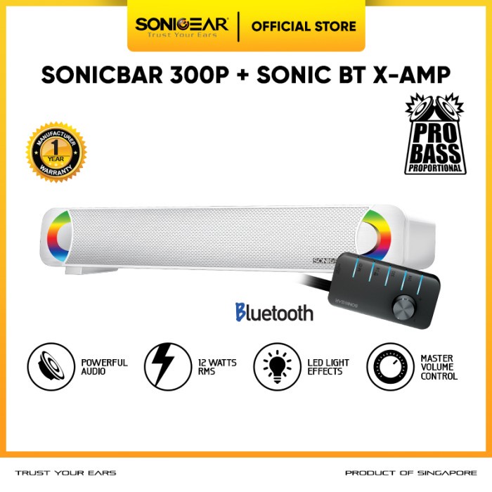 Speaker SonicGear Sonicbar 300P Powerful SoundBar with Light Effect - Putih, NO BLUETOOTH