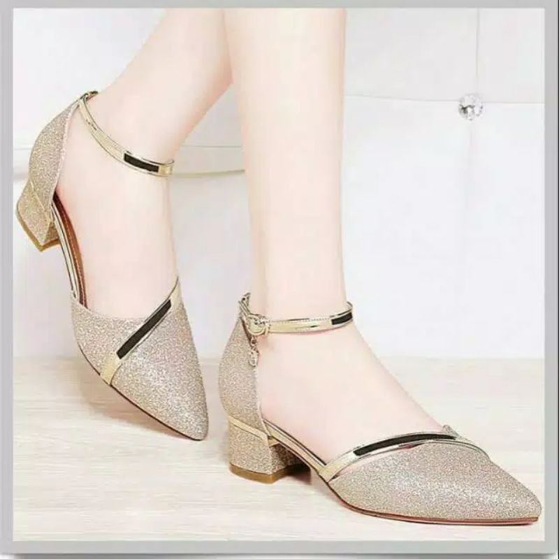 F 14 hak tahu sepatu gliter wanita