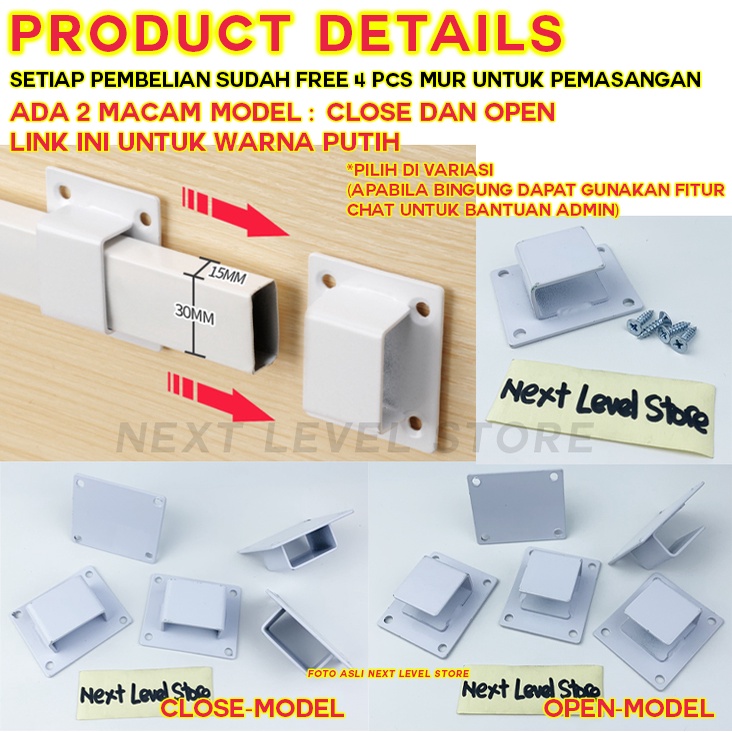 Bracket Wall Support Single Hook Kotak Cantolan Pipa Besi - PUTIH - ada 2 model : Pilih di VARIASI