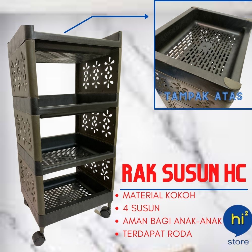 Rak susun / Rak Apartemen 4 Susun HC / Rak Serbaguna 4 Susun HC / Rak Plastik 4 Susun / Rak Dorong 4 Susun / Rak 4 Susun