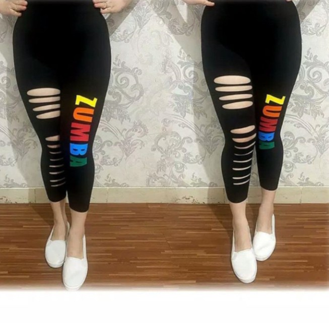 LEGGING SENAM MOTIP HURUP WARNA ZUMBA/LEGGING OLAHRGA