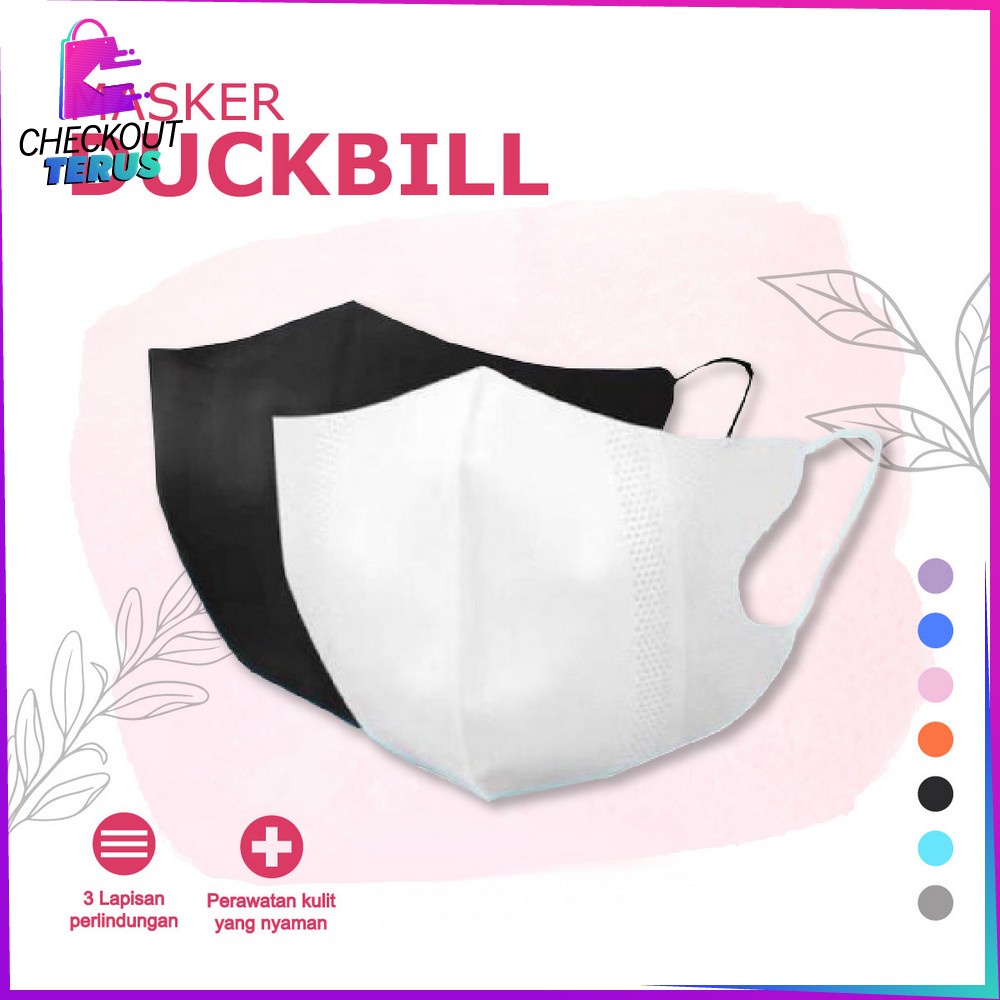 CT C278 Masker Duckbil Warna Isi 50Pcs Masker Dewasa Duckbill Masker Earloop 3 Ply Aksesoris Fashion