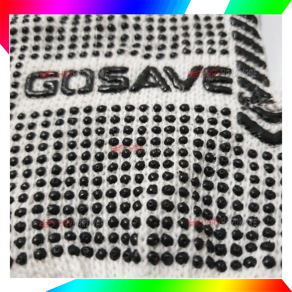 Sarung Tangan Bintik Karet HITAM Polka dot Katun Safety Gloves Dotting GOSAVE Sepasang