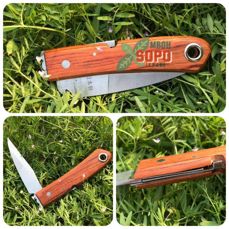 Pisau Lipat, untuk Grafting, Cangkok Okulasi Sambung Dan Outdoor, Gagang Kayu