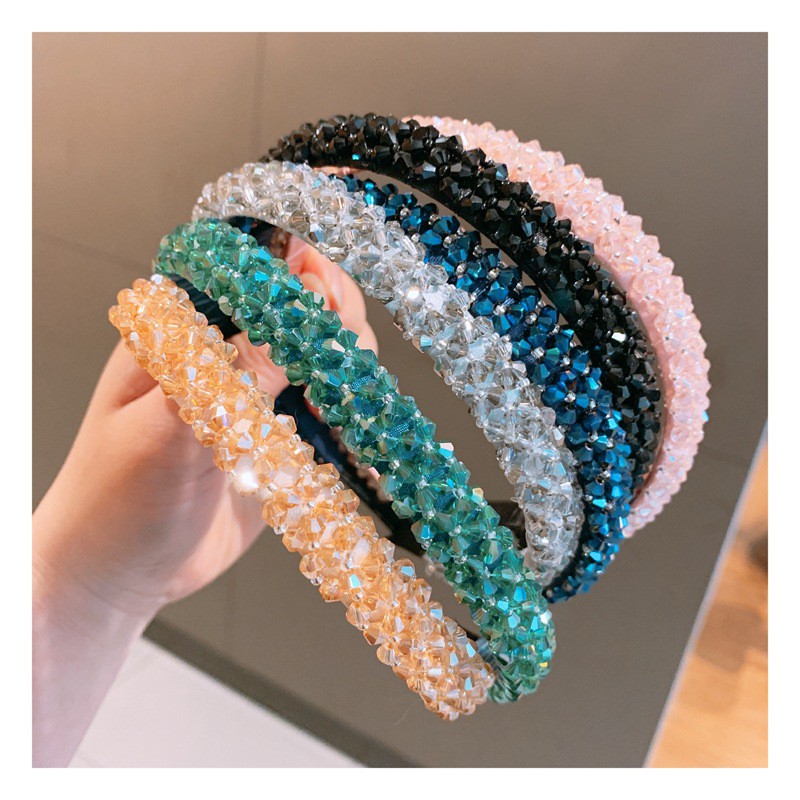 Korean Ins Crystal Beaded Headband Fashion Simple Hair Bands for Women Hair Accessories