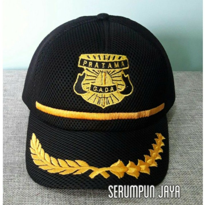 TOPI GADA PRATAMA - TOPI GADA PRATAMA BORDIR PADI KAPAS JARING DOUBLE MESH HITAM