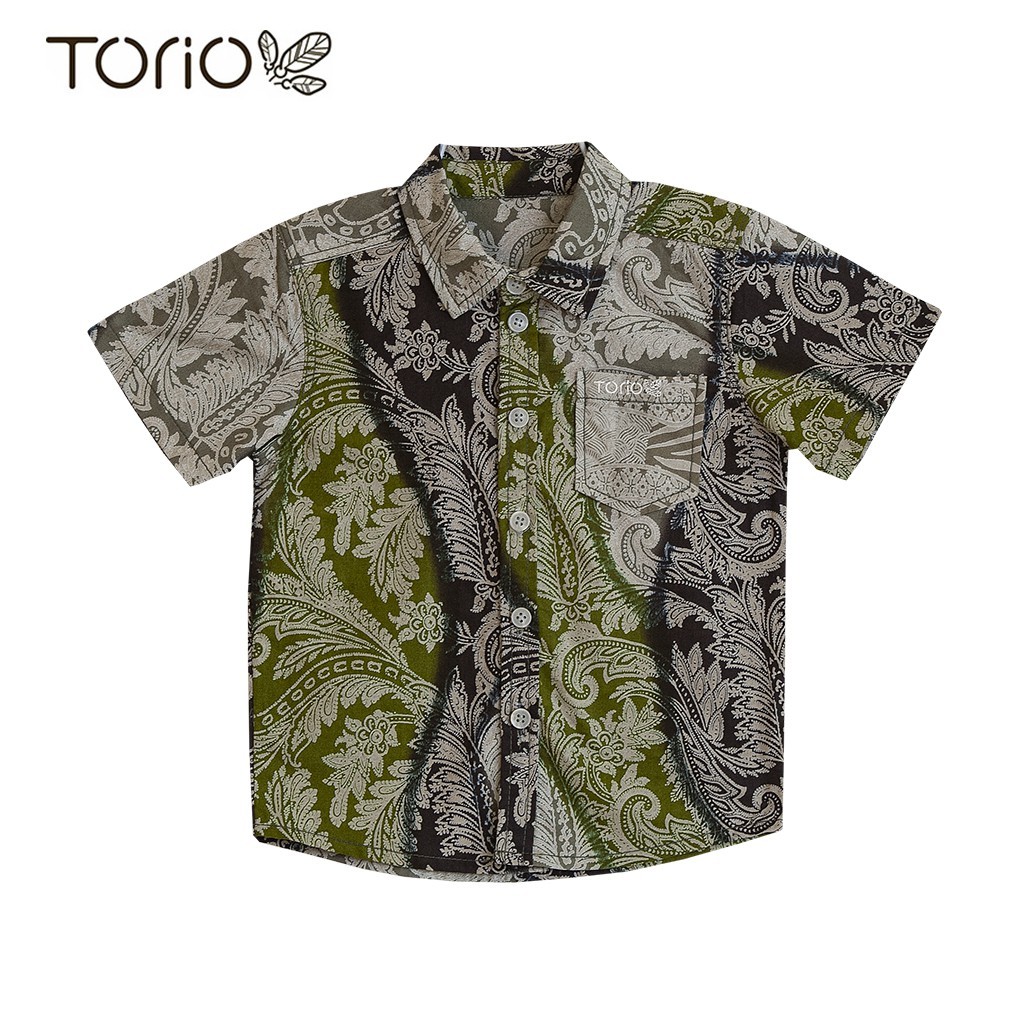 Torio Indonesian Smart Casual Green Batik - Kemeja Batik Anak Laki-laki