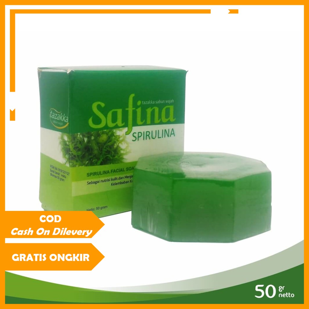 Safina Sabun Cuci Muka Spirulina Pembersih Wajah Facial Soap Herbal Tazakka 50 gr | Toko Herbalife