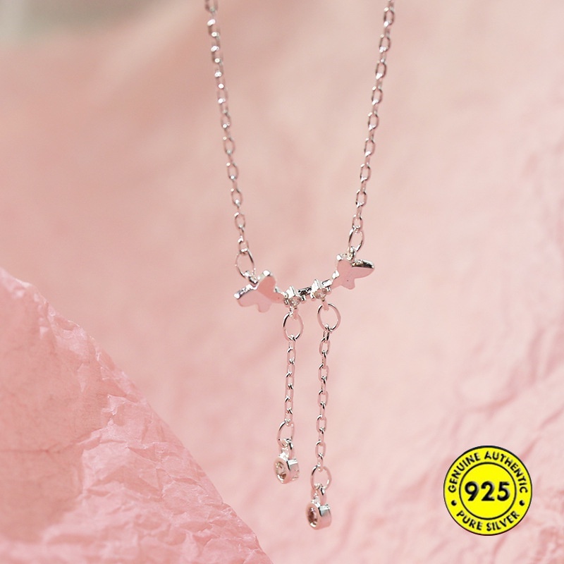 Kalung Desain Pita Bahan S925 Silver Untuk Wanita