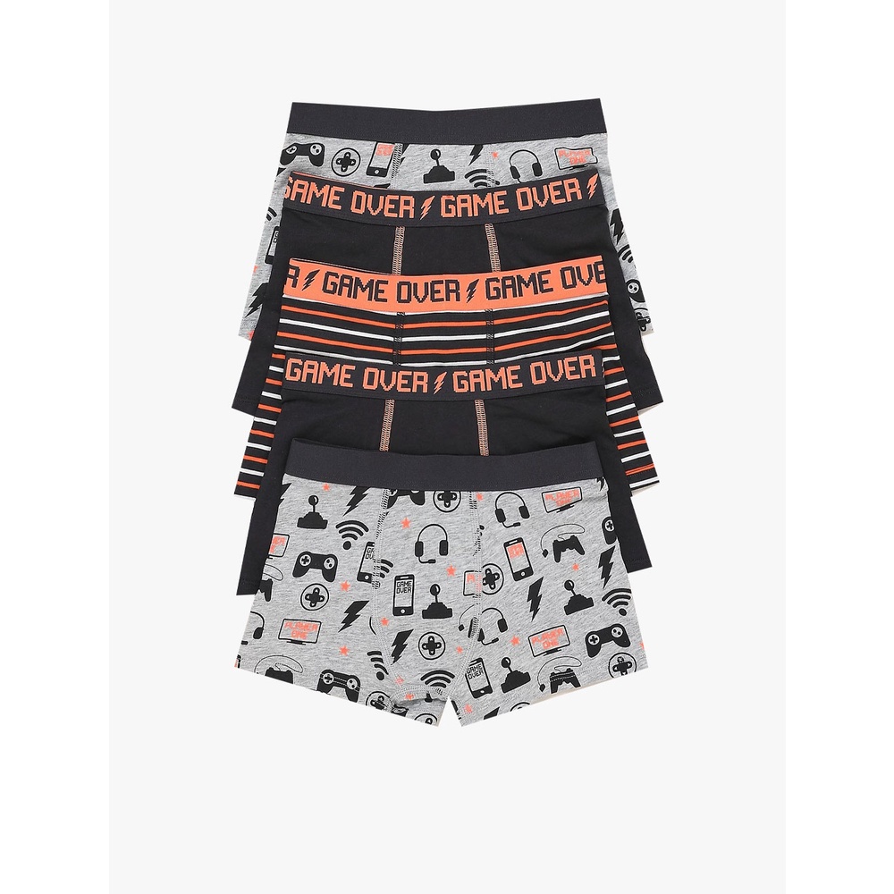 MARKS & SPENCER - Pakaian dalam anak -5pk Cotton with Stretch Game Print Trunks