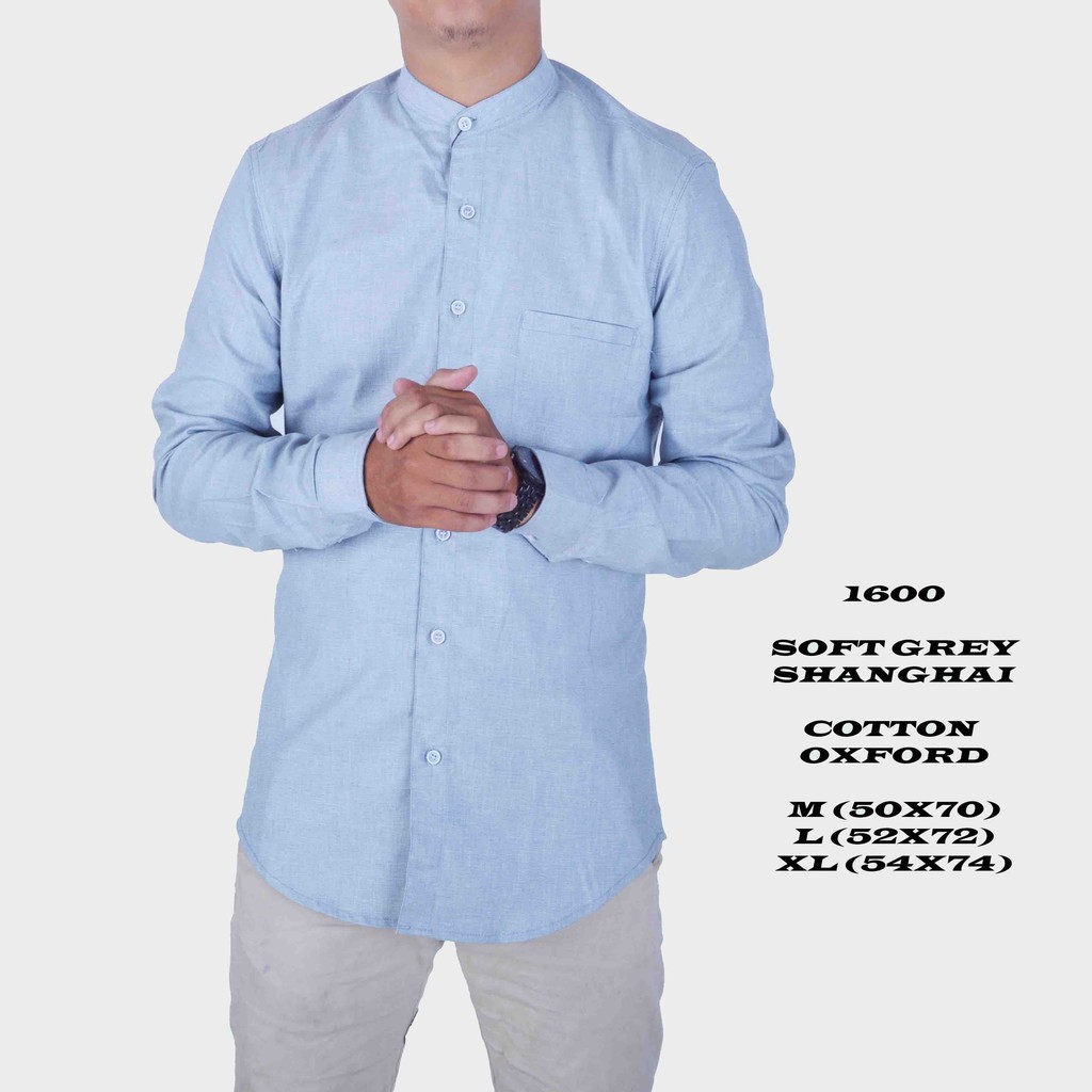 kemeja shanghai abu muda