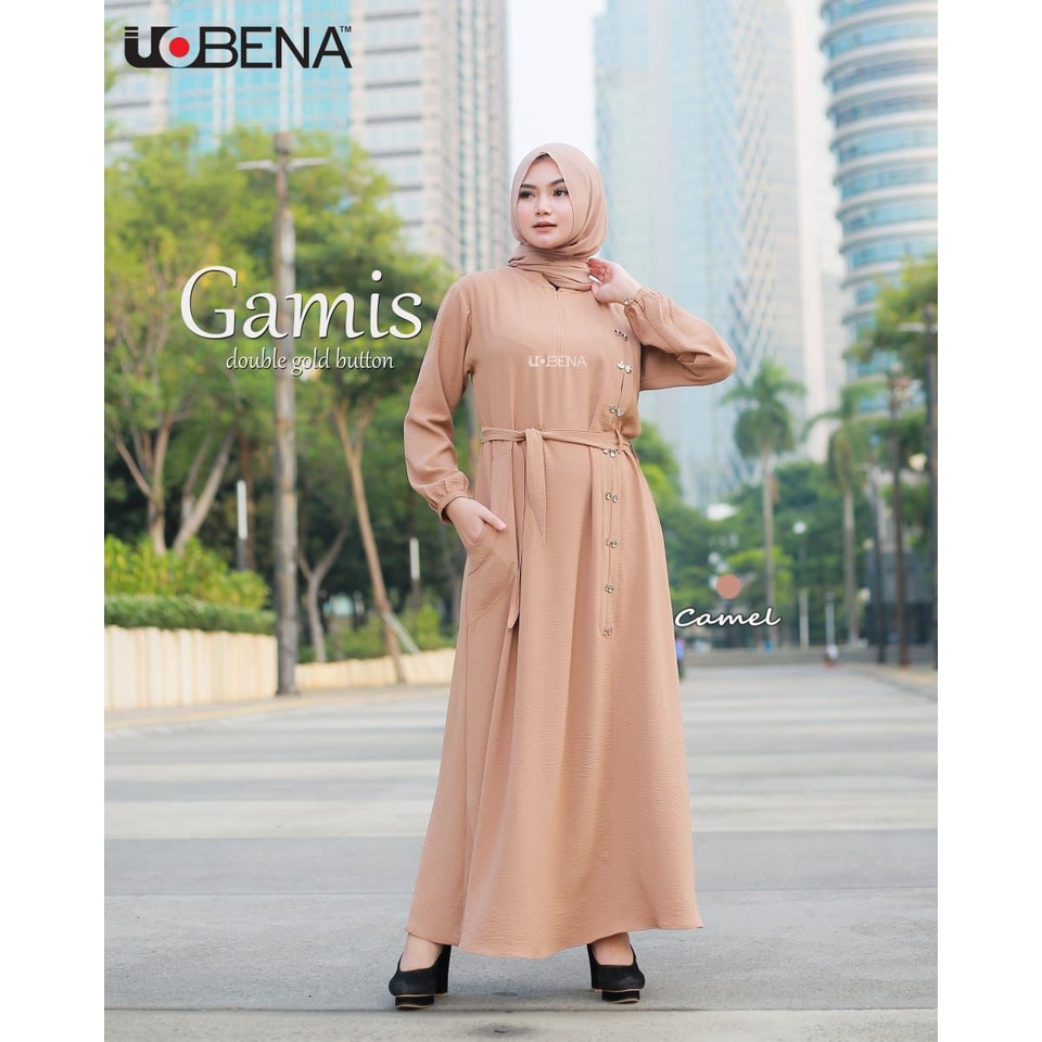 DRESS - Gamis Crincle Double Gold Button By Uobena