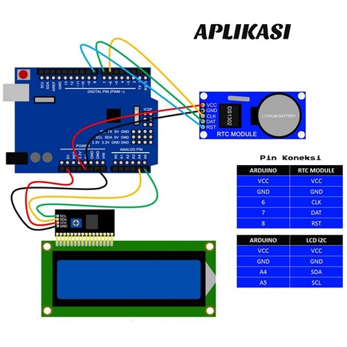 Kit DS1302 RTC Real Time Clock Module Jam RTC DS-1302 Battery Modul Pencacah Waktu Arduino Uno BB-41