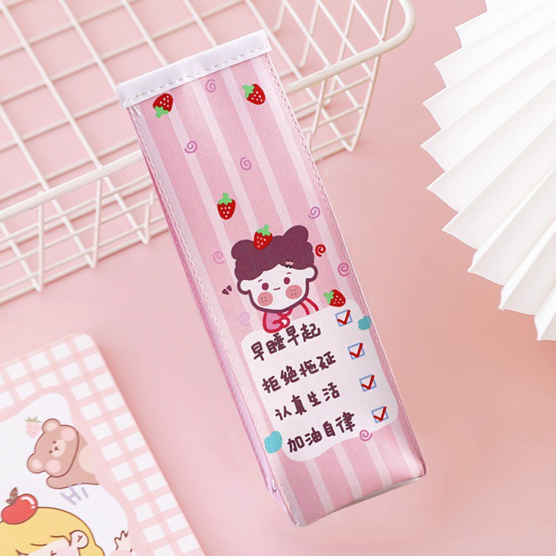 OVERFLOWS.ID Tempat Pensil Unik Milk Cookies Kotak Pensil Bungkus Jajan Ciki Snack-Garis - Pink