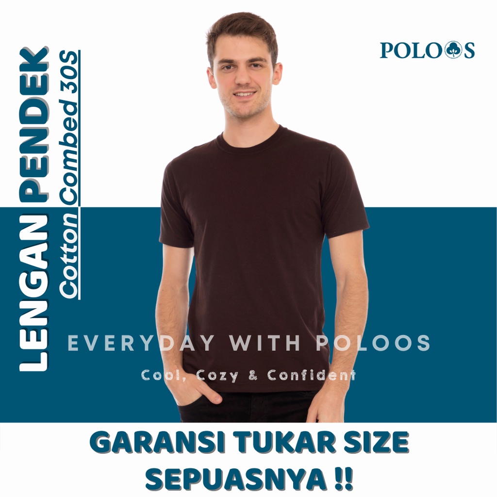 Baju Kaos Polos Pria Lengan Pendek Coklat Tua