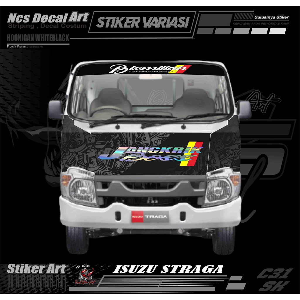 Stiker Depan ISUZU TRAGA Stiker Print Stiker Cutting stiker depan mobil truk pick up stiker depan