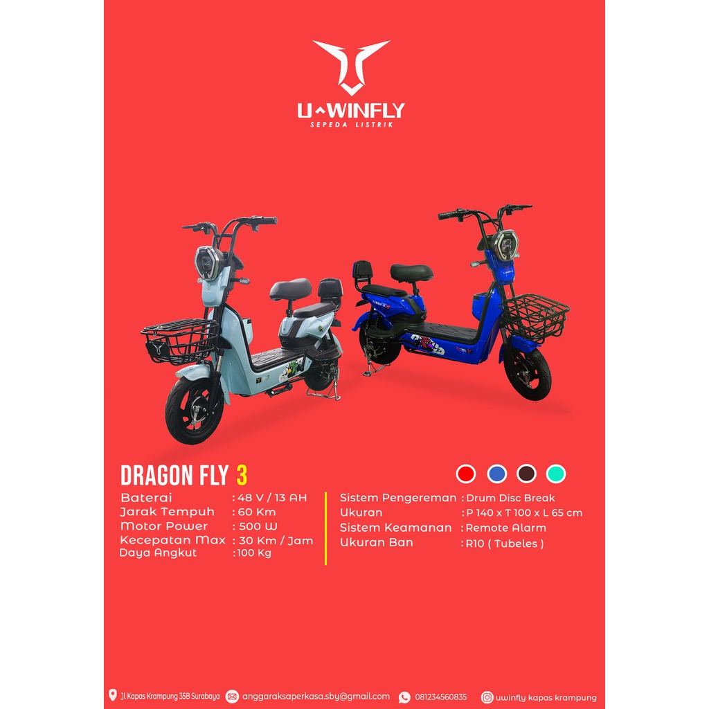Sepeda Listrik  Uwinfly Dragonfly 3