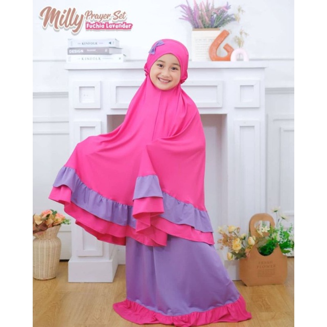 MUKENA ANAK TERBARU 9-12 TAHUN/MUKENA RAYON PREMIUM/MILLY PRAYER SET/MUKENA KIDS FREE TAS/SHAFA MUKENA/FASHION MUSLIM ANAK TERLARIS/FAR MOSLEMSTORE