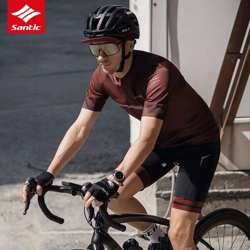 Jersey Sepeda Profesional Santic set + Celana bib short roadbike, MTB