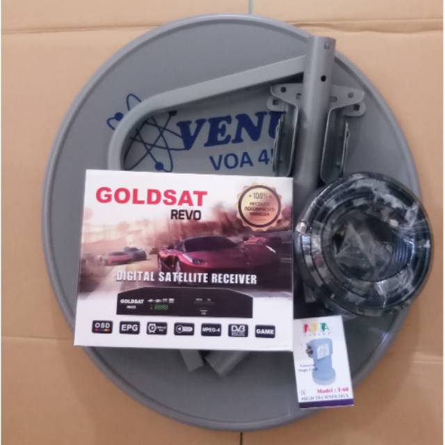 Antena parabolanin media venus 60cm lengkap receiver Goldsat  Revo hd recomendasi