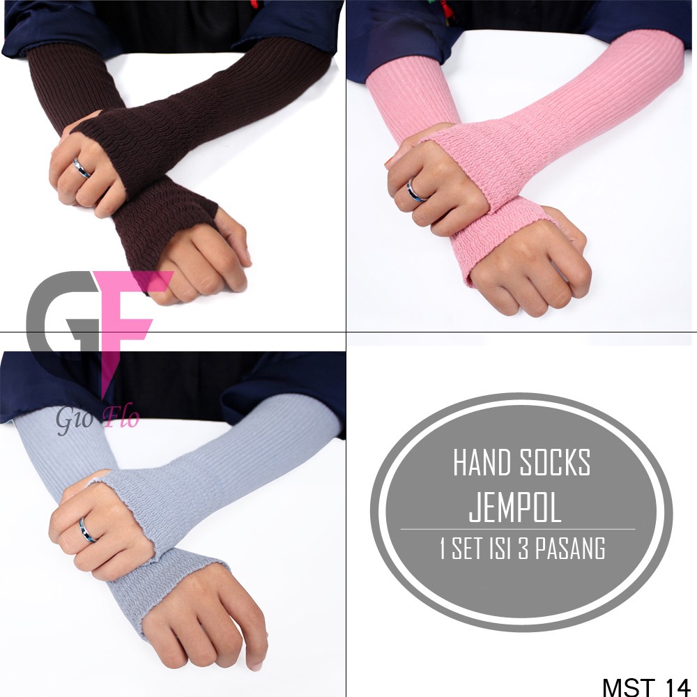 GIOFLO Manset Hand Sock Wanita Polos Rajut Isi 3 Pcs Multicolor / MST 14