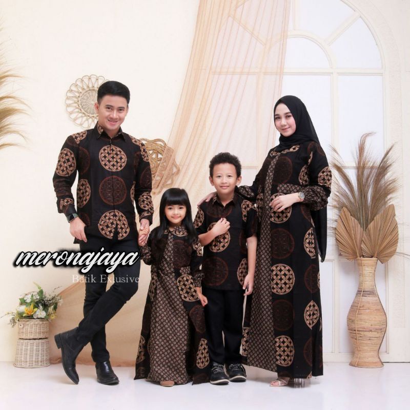 Batik Couple Keluarga Modern TERBARU set couple batik keluarga gamis jumbo Motif Bola2 Kawong